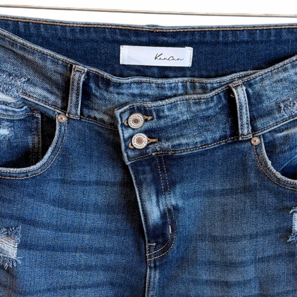 KanCan Flare Jeans Size 11/29 Medium Wash Crossover Waistband Mid Rise Stretch - Picture 4 of 14